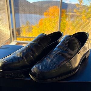 Prada black leather loafer